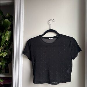 Garage Black Cropped Short Sleeve T-Shirt